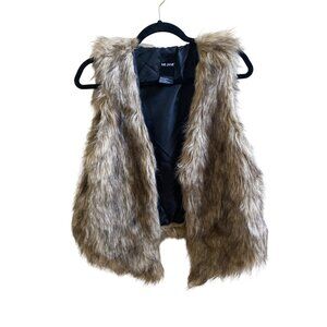 Me Jane Faux Fur Vest Womens L Brown Polyester & Acrylic